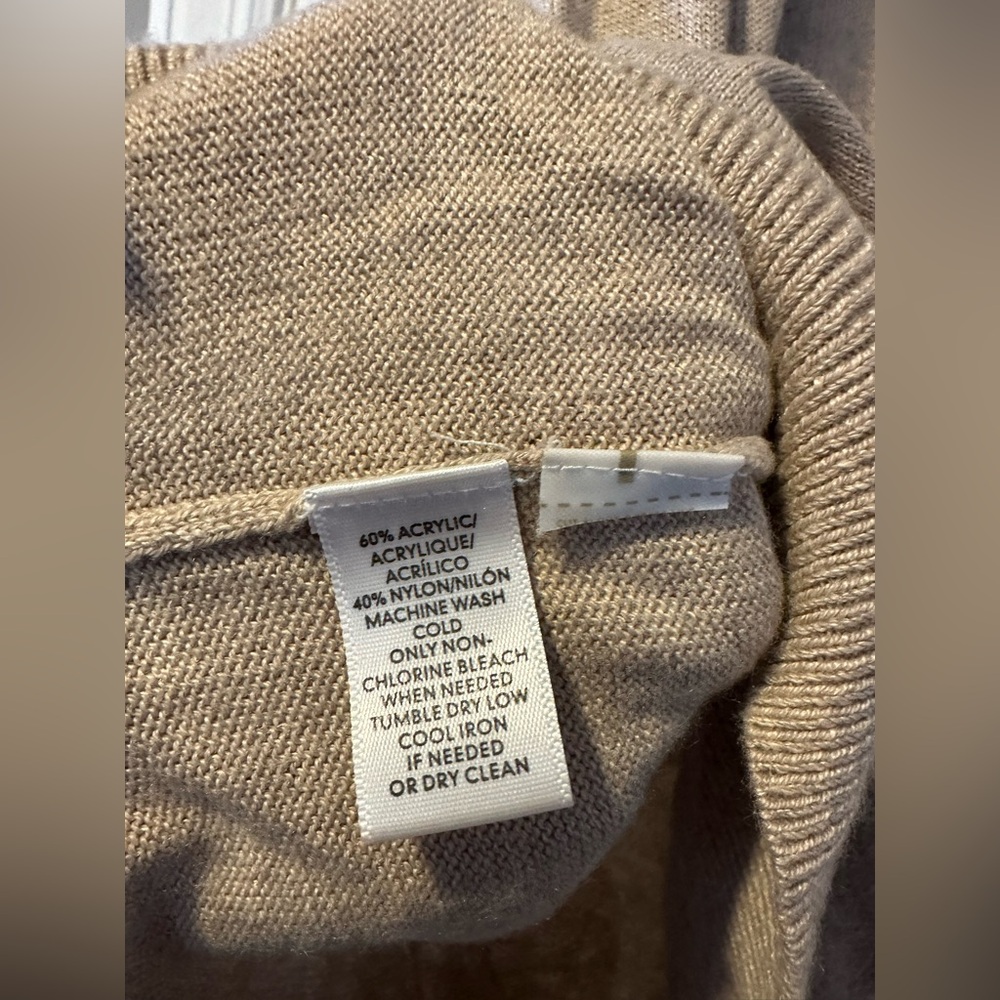 Loft Tan High Low Cowl Neck Sweater Size Medium - Picture 2 of 4